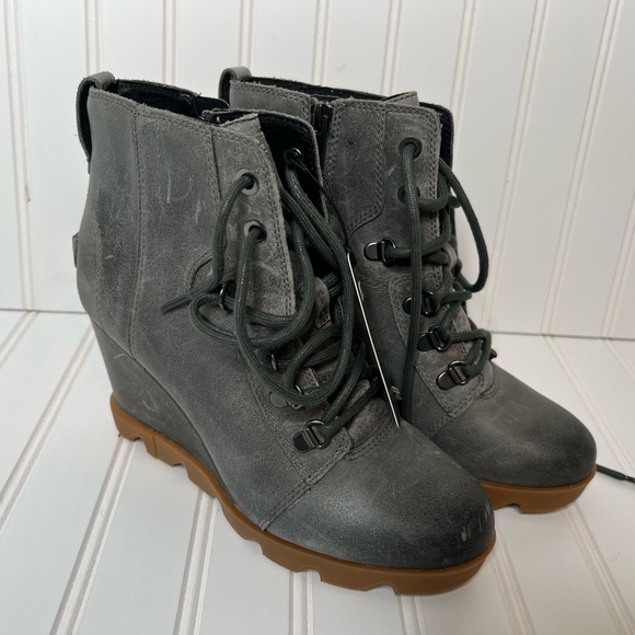 Sorel Shoes - Sorel Women's Joan Uptown Lace Quarry Gum 2 Wedge Boot Bootie 8 NEW